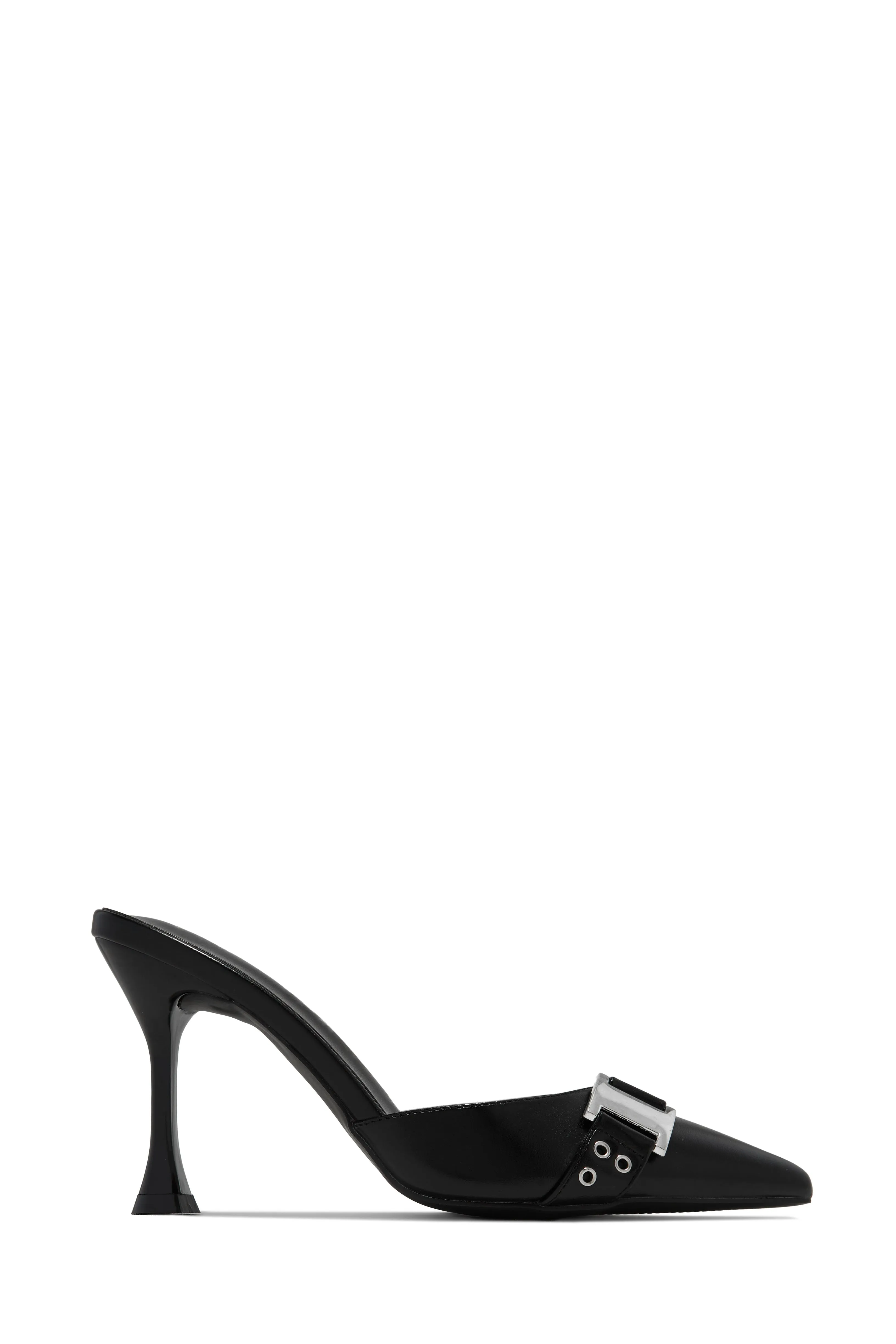 Amyra Pointed Toe High Heel Mules - Silver