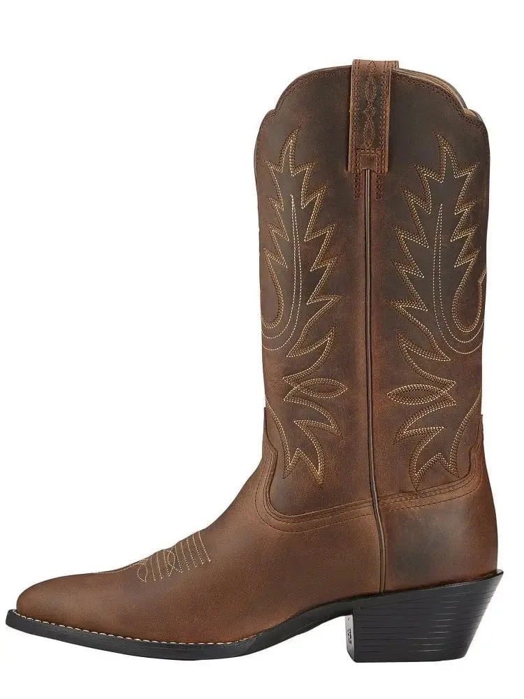 ARIAT Heritage Western R Toe Boots - Womens Cowgirl - Distressed Brown