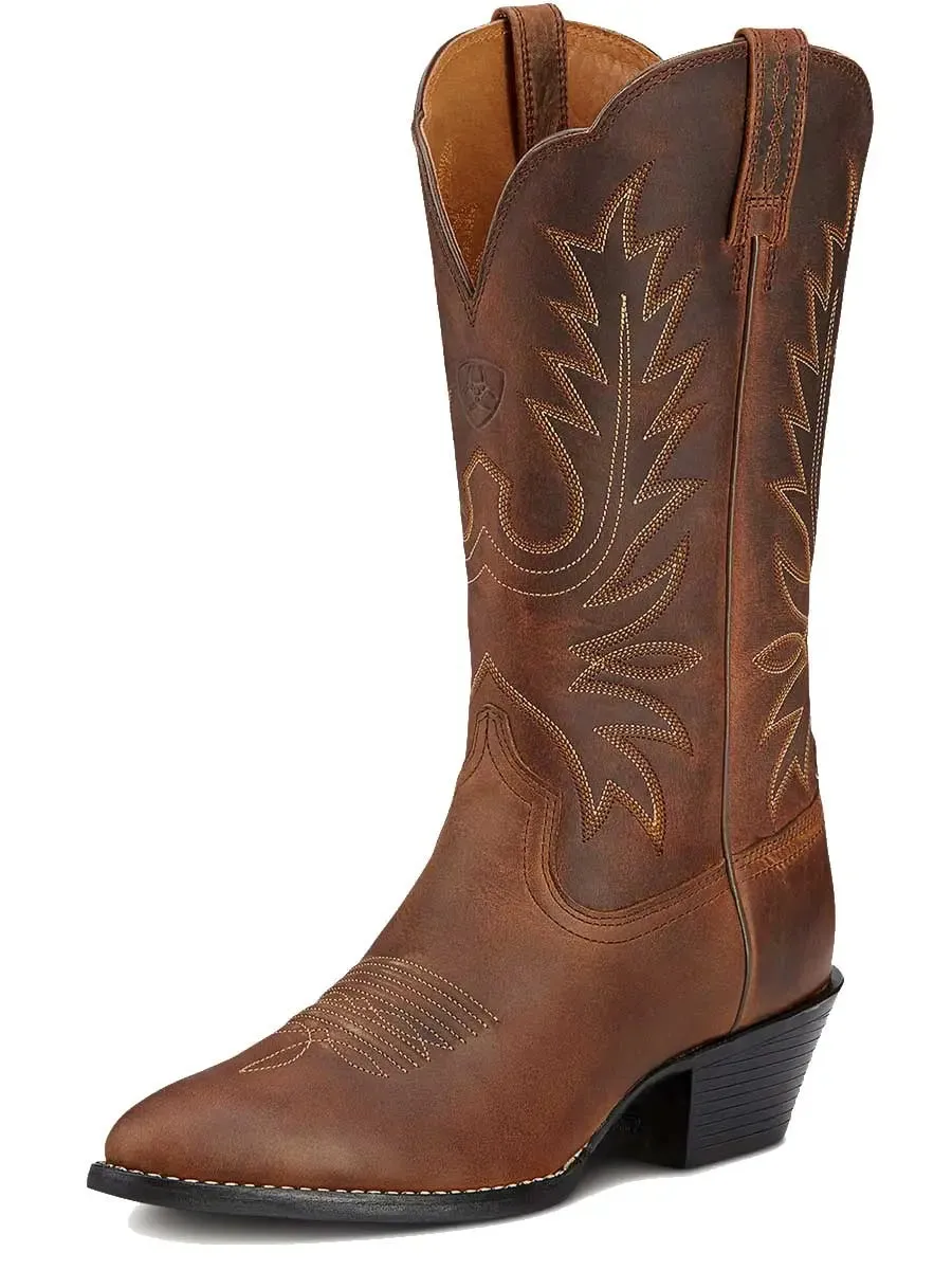 ARIAT Heritage Western R Toe Boots - Womens Cowgirl - Distressed Brown