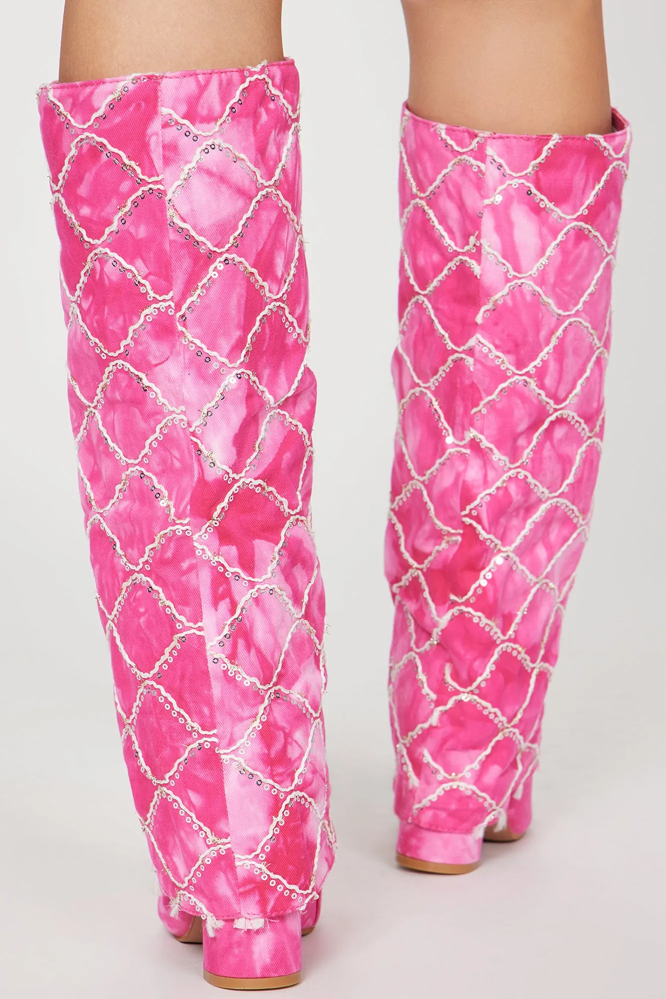 Big Confessions Knee High Heeled Boots - Hot Pink