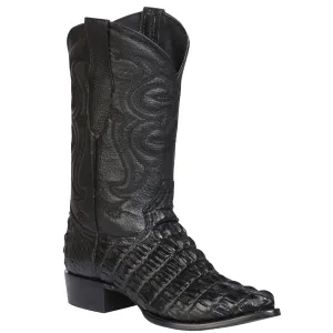 Black Crocodile Print Boots Pointed Toe