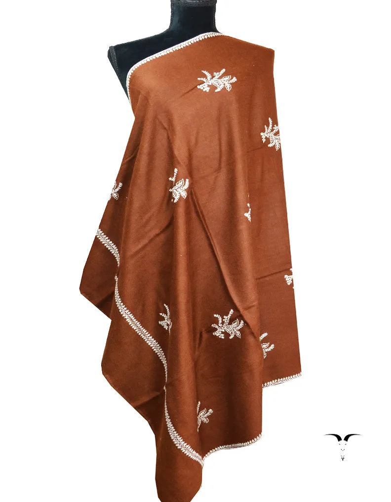 brown booti embroidery Pashmina shawl 8652