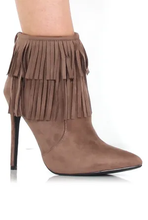 Carrey Mocha Suede Tassel Ankle Boots