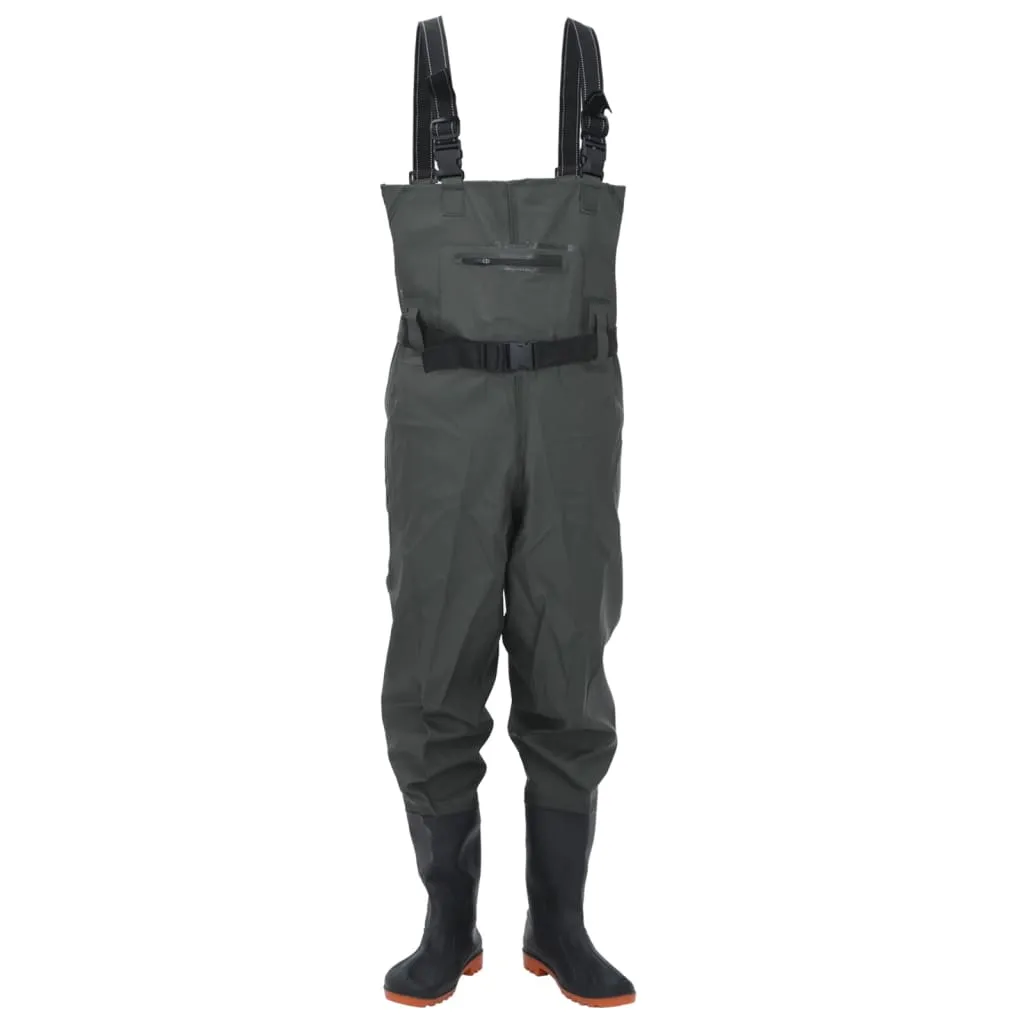 Chest Waders with Boots and Belt Dark Green Size 46