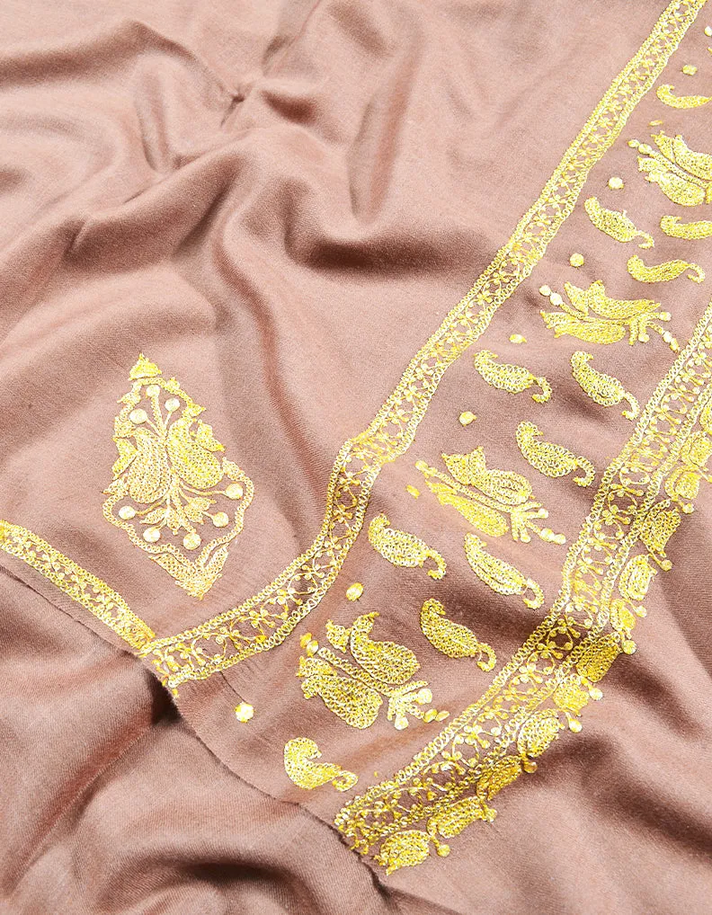 coral Tilla embroidery pashmina shawl 8082