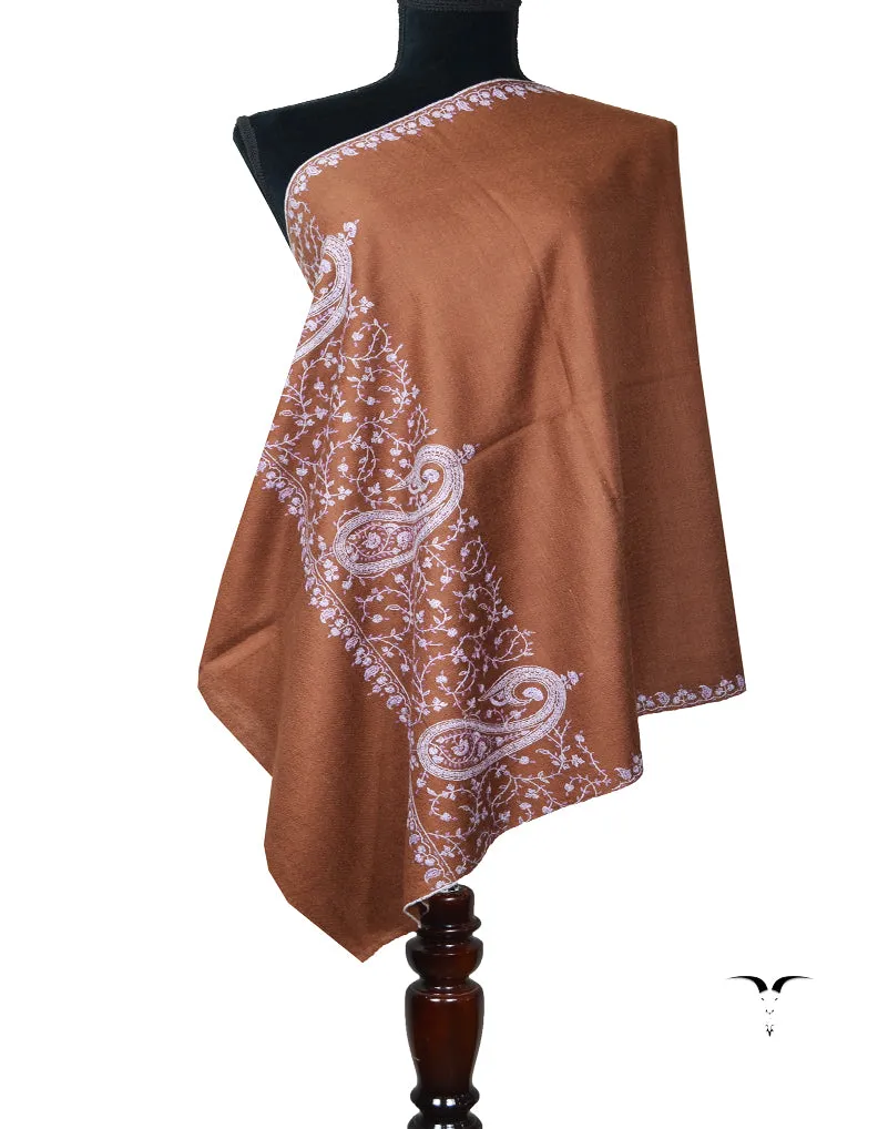 dark brown Embroidery Pashmina Stole 7820