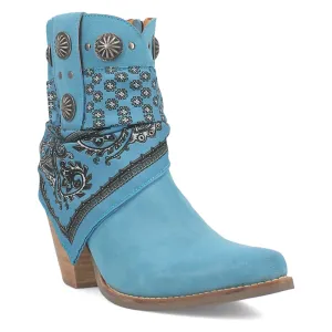 Dingo Womens Bandida Blue Suede Fashion Boots