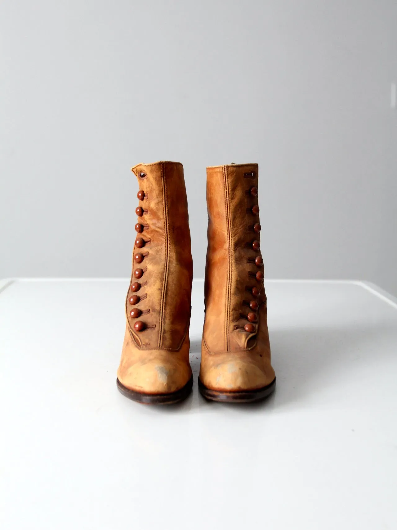 Edwardian leather side button boots