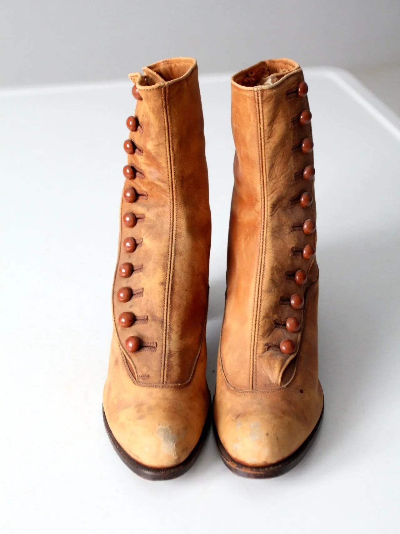 Edwardian leather side button boots