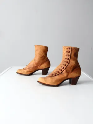 Edwardian leather side button boots