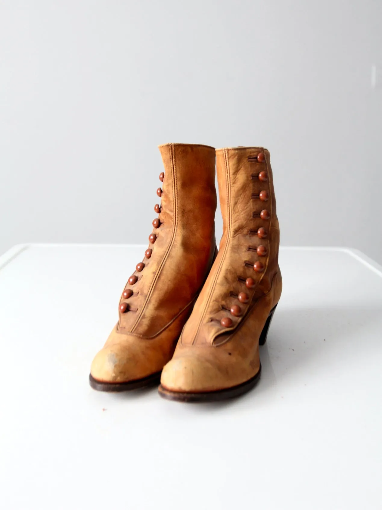 Edwardian leather side button boots