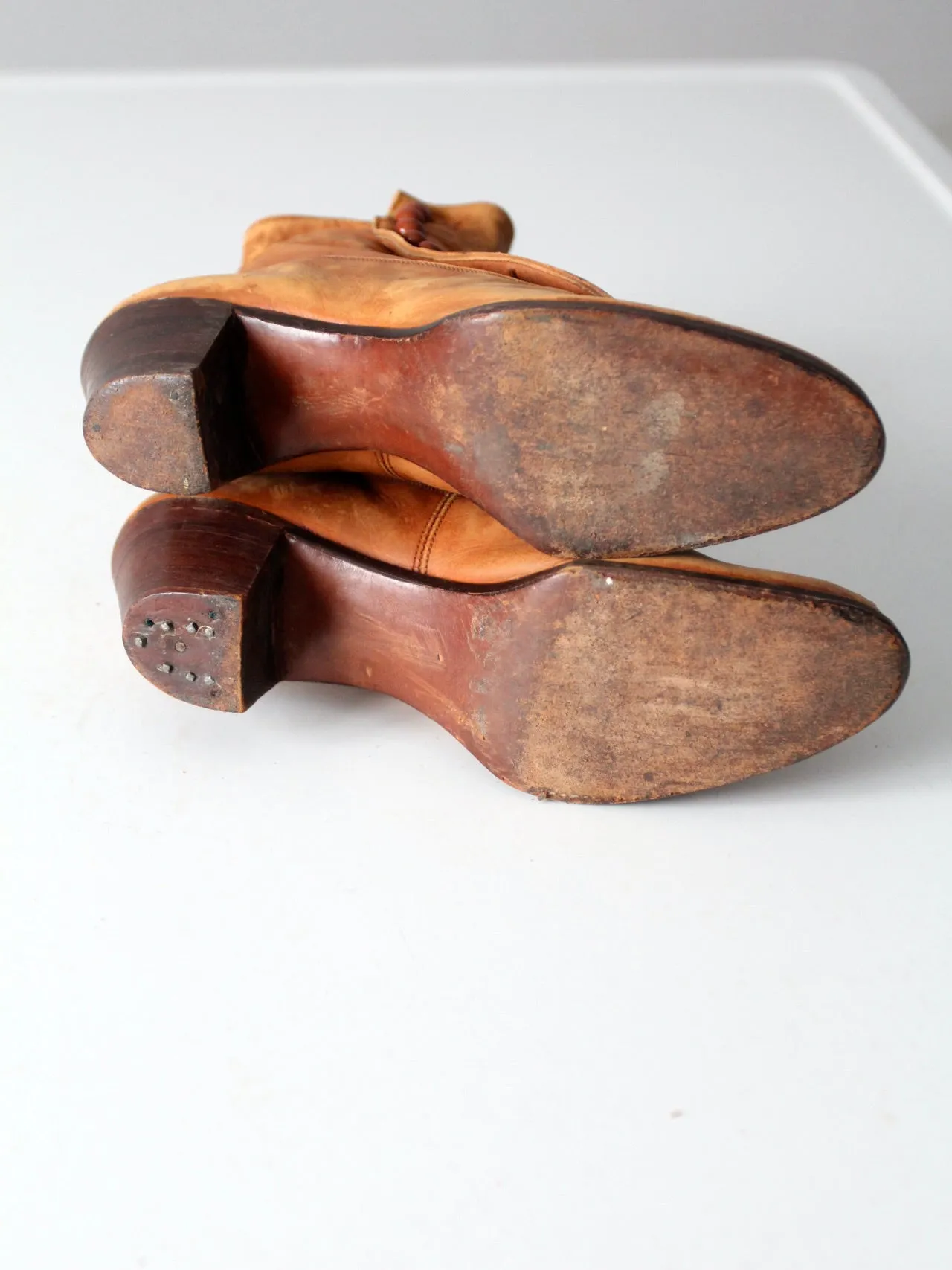 Edwardian leather side button boots