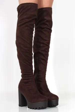 Emilie Brown Over The Knee Suede Boots