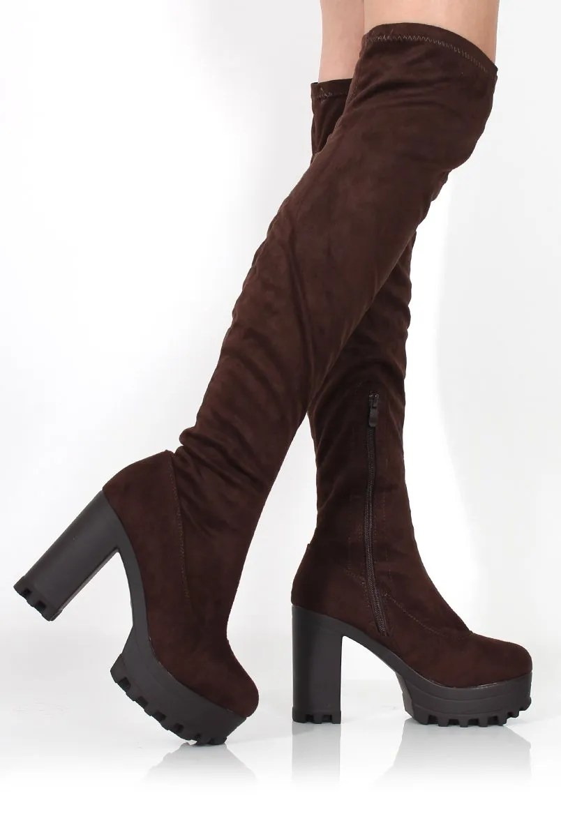 Emilie Brown Over The Knee Suede Boots