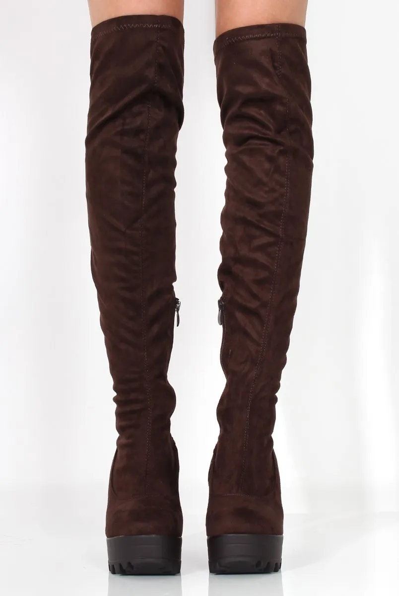 Emilie Brown Over The Knee Suede Boots