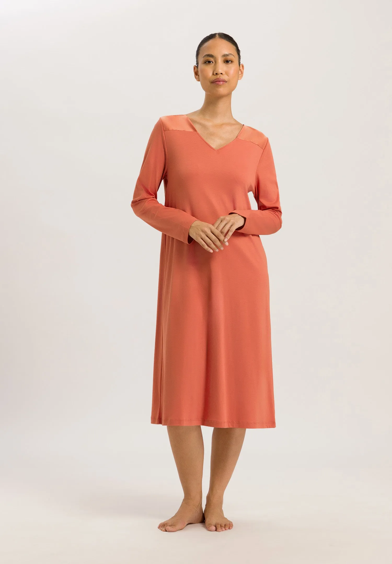 Emma Silk Accented Cotton Nightgown | Apricot Brandy 74922-2294