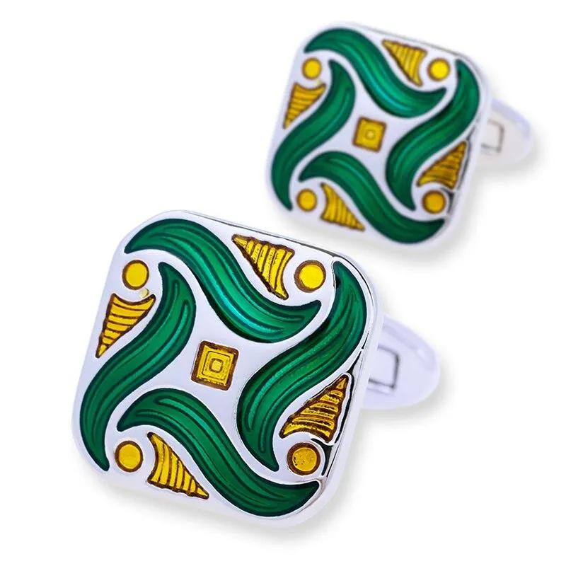 GREEN SILVER CUFFLINKS