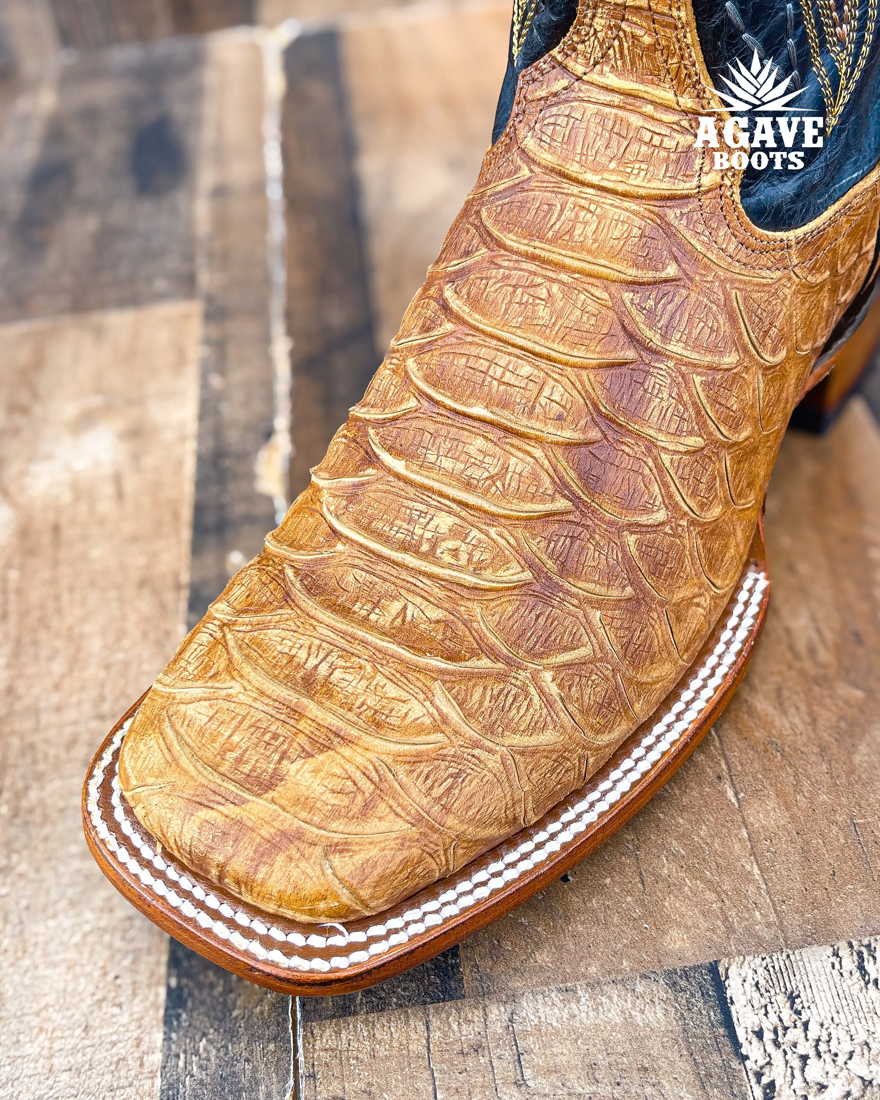 LIGHT BROWN PYTHON | MEN SQUARE TOE WESTERN COWBOY BOOTS