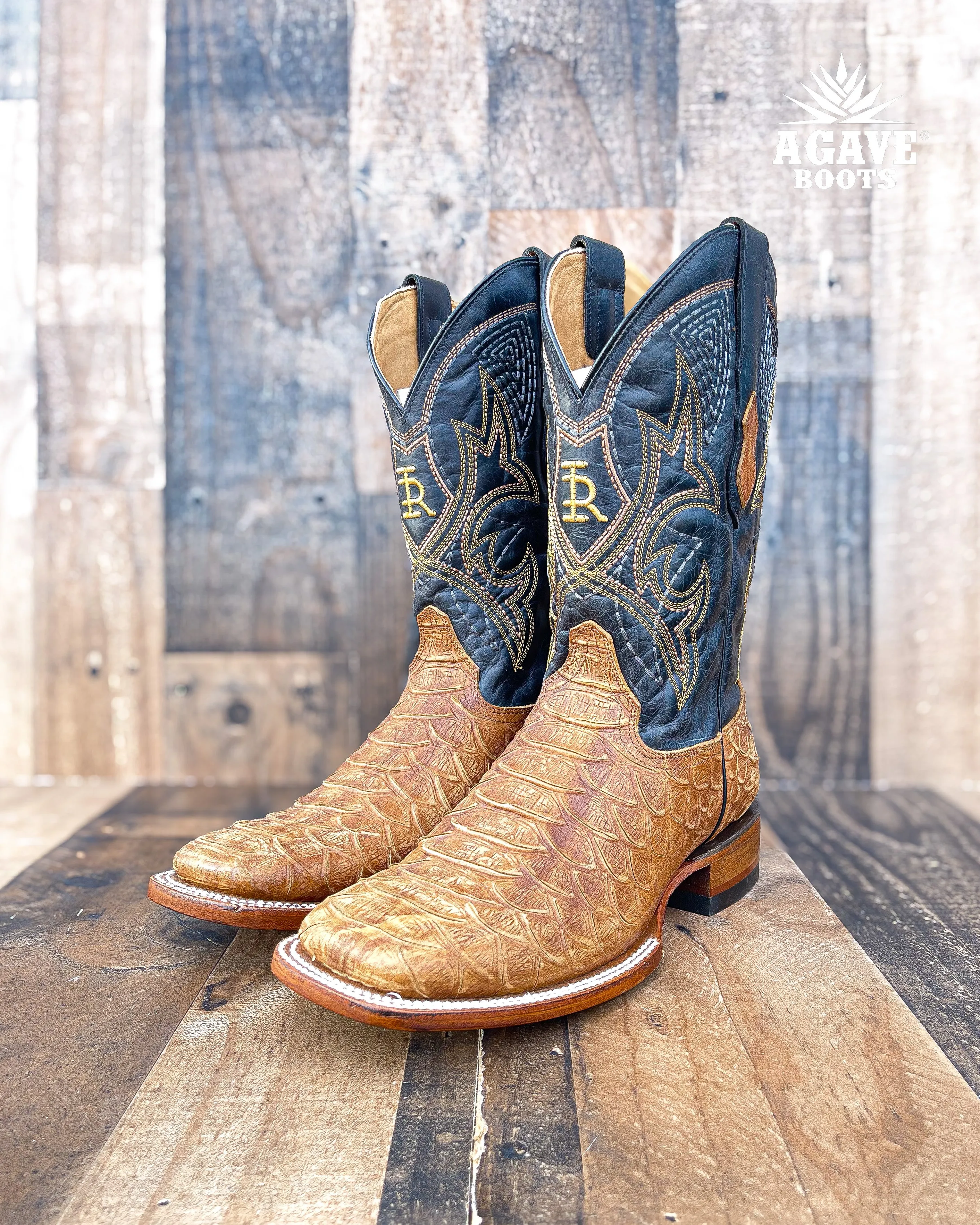 LIGHT BROWN PYTHON | MEN SQUARE TOE WESTERN COWBOY BOOTS