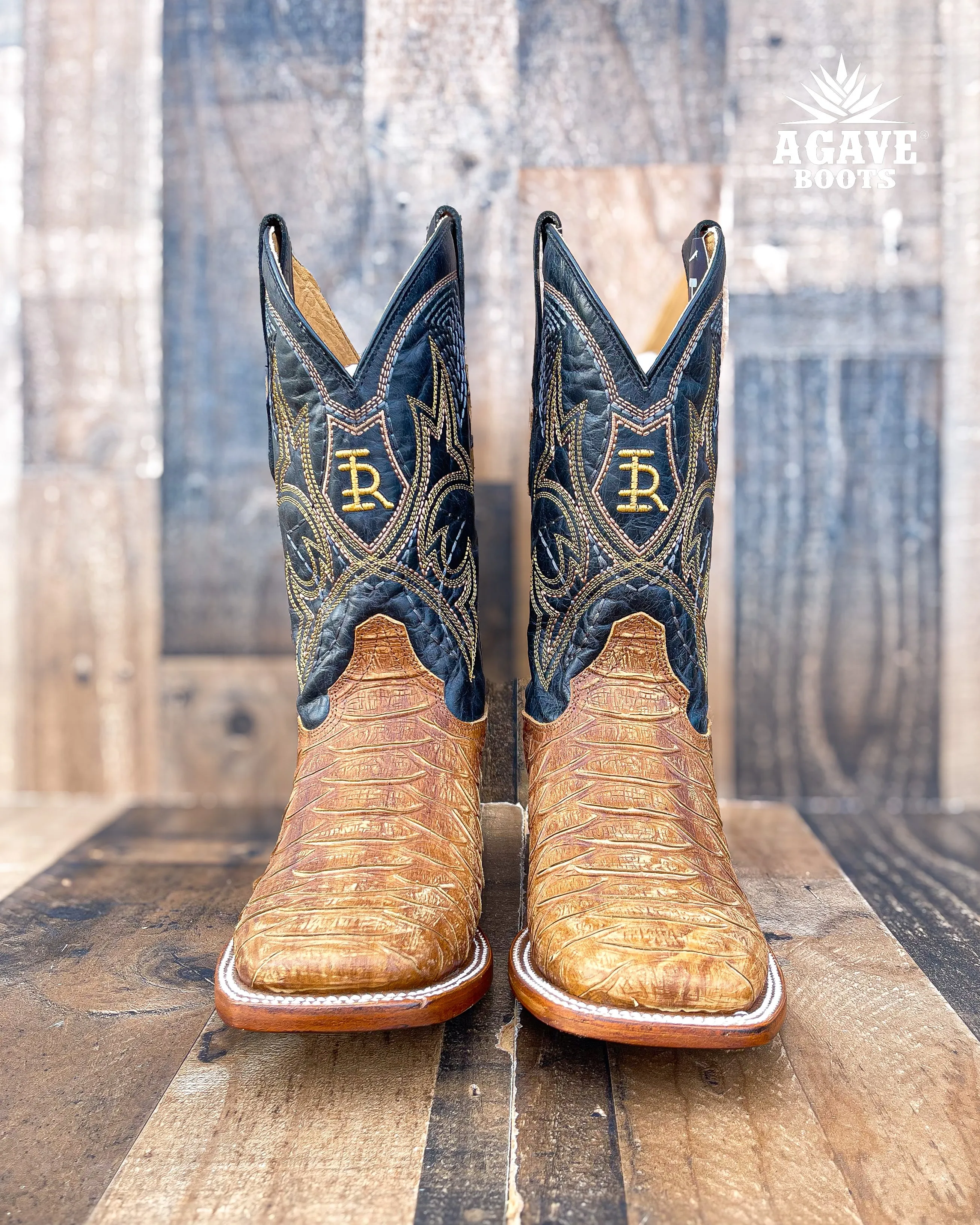 LIGHT BROWN PYTHON | MEN SQUARE TOE WESTERN COWBOY BOOTS