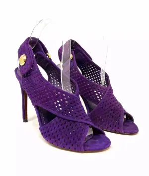 Louis Vuitton Purple Suede Perforated Open Toe Sandals 36.5 UK 3.5