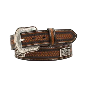 M&F Men's Dark Brown Embossed Belt