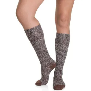 M&F Womens Above Knee High Black And Brown Socks