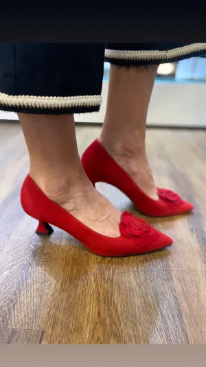 Marian Red Suede Kitten Heel