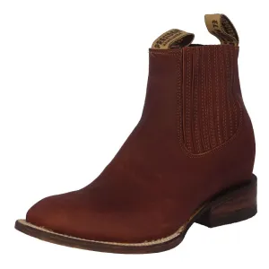 Mens Frances Burgundy Chelsea Leather Boots - Square Toe