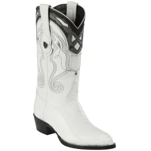 Mens White Ostrich Boots J-Toe