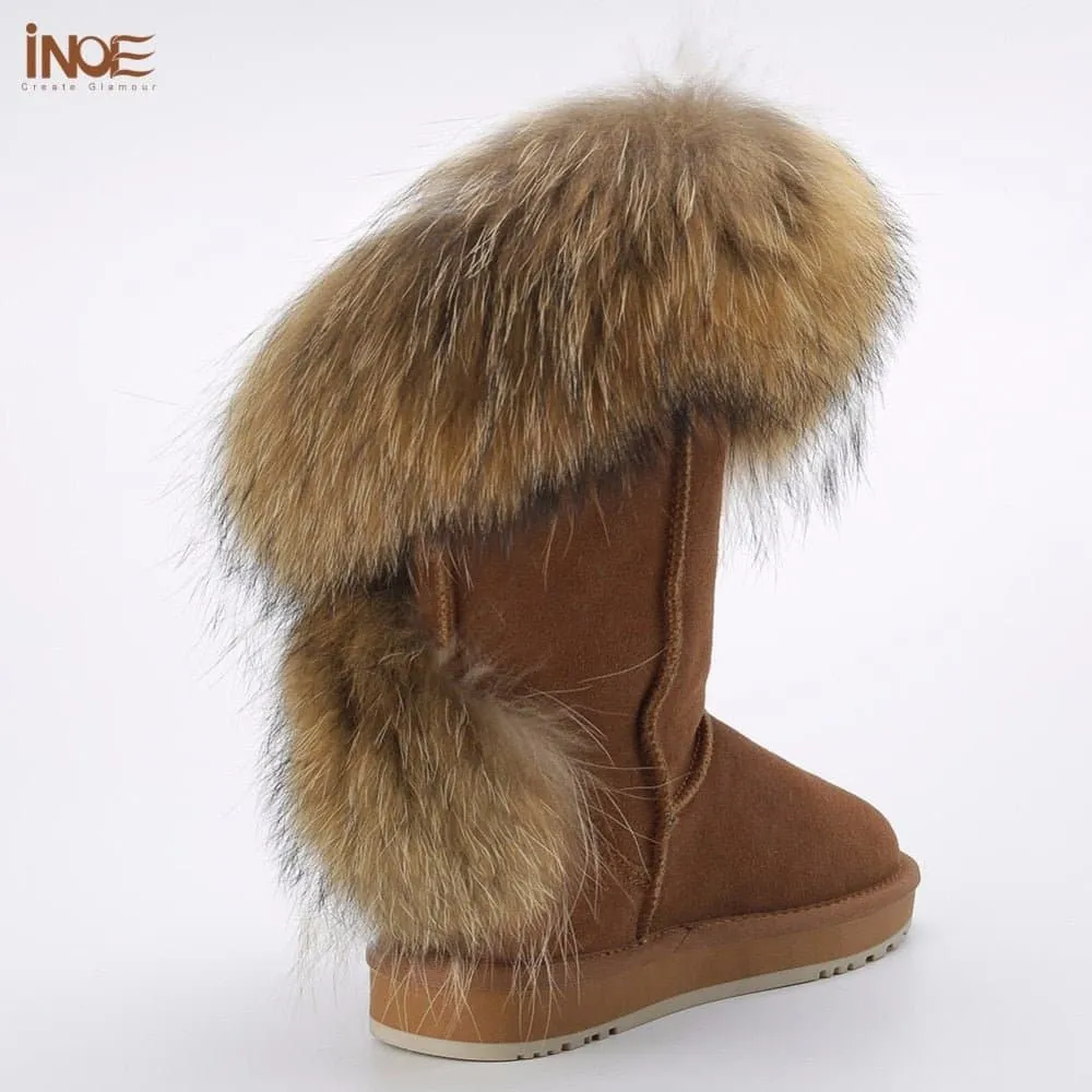 Natural Fox Fur Snow Boots - Handmade, Warm & Stylish