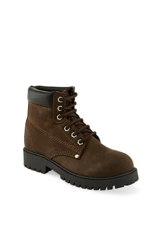 Old West Brown Children Boys Leather Work Boots 4.5D