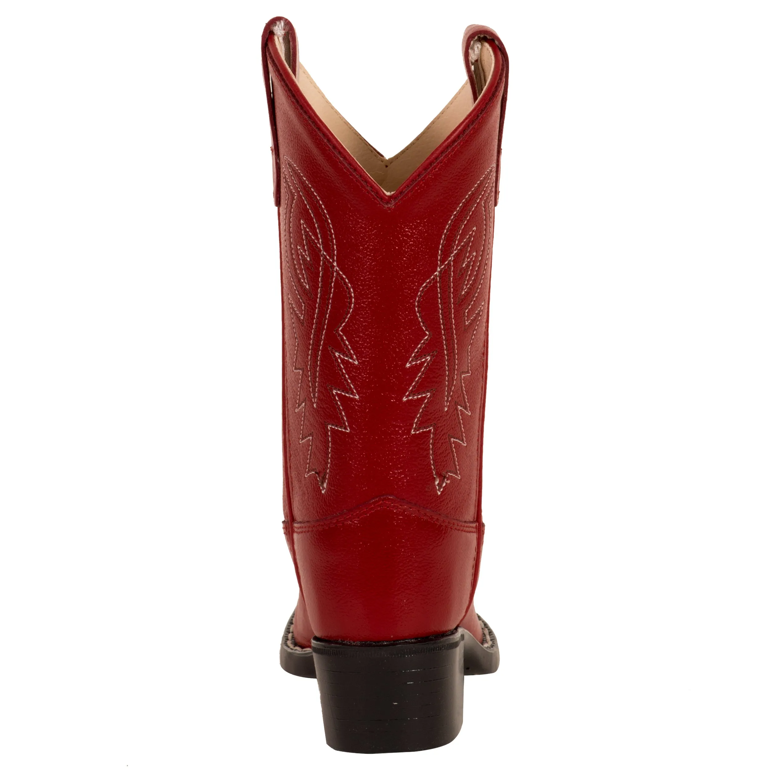 Old West Red Childrens Girls Corona Leather J Toe Cowboy Western Boots