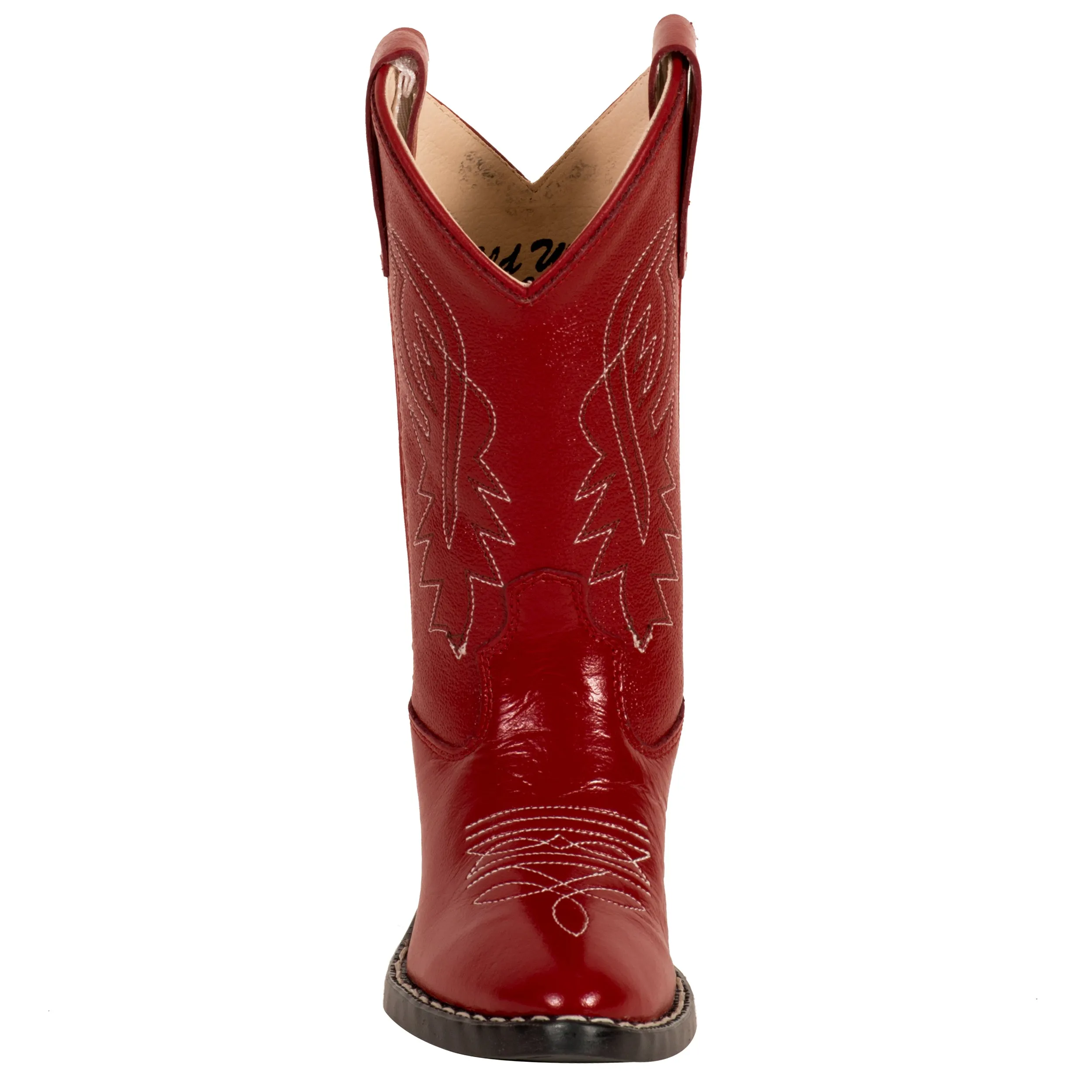 Old West Red Childrens Girls Corona Leather J Toe Cowboy Western Boots