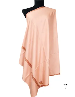 peach silk embroidery pashmina shawl 8241