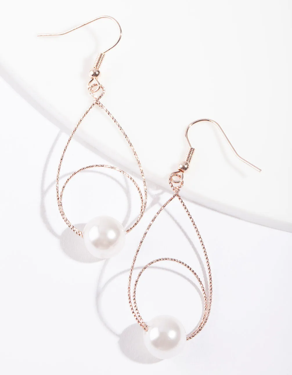 Rose Gold Teardrop Circle Earrings