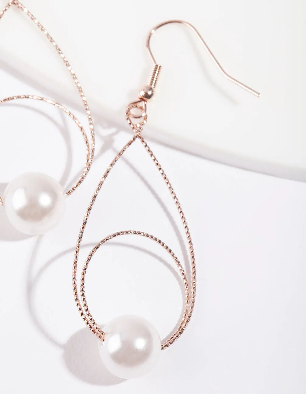 Rose Gold Teardrop Circle Earrings