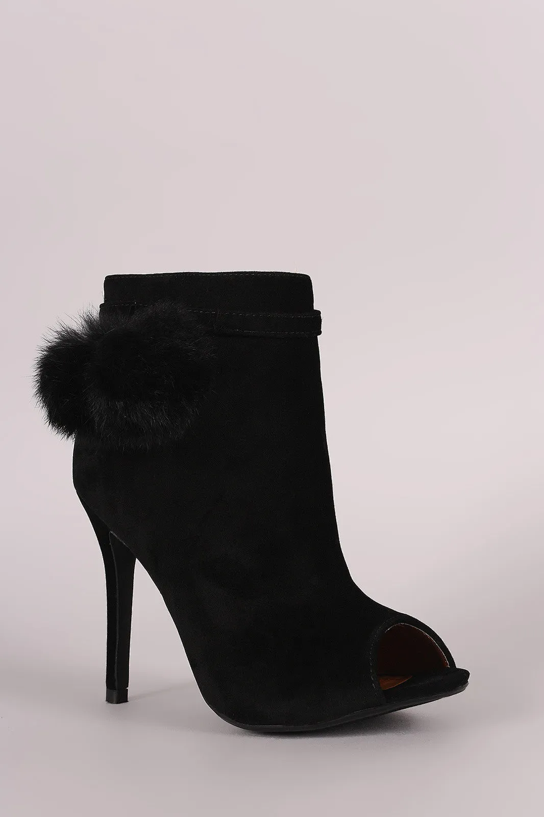 Rosey - Suede Pompom Stiletto Ankle Boots