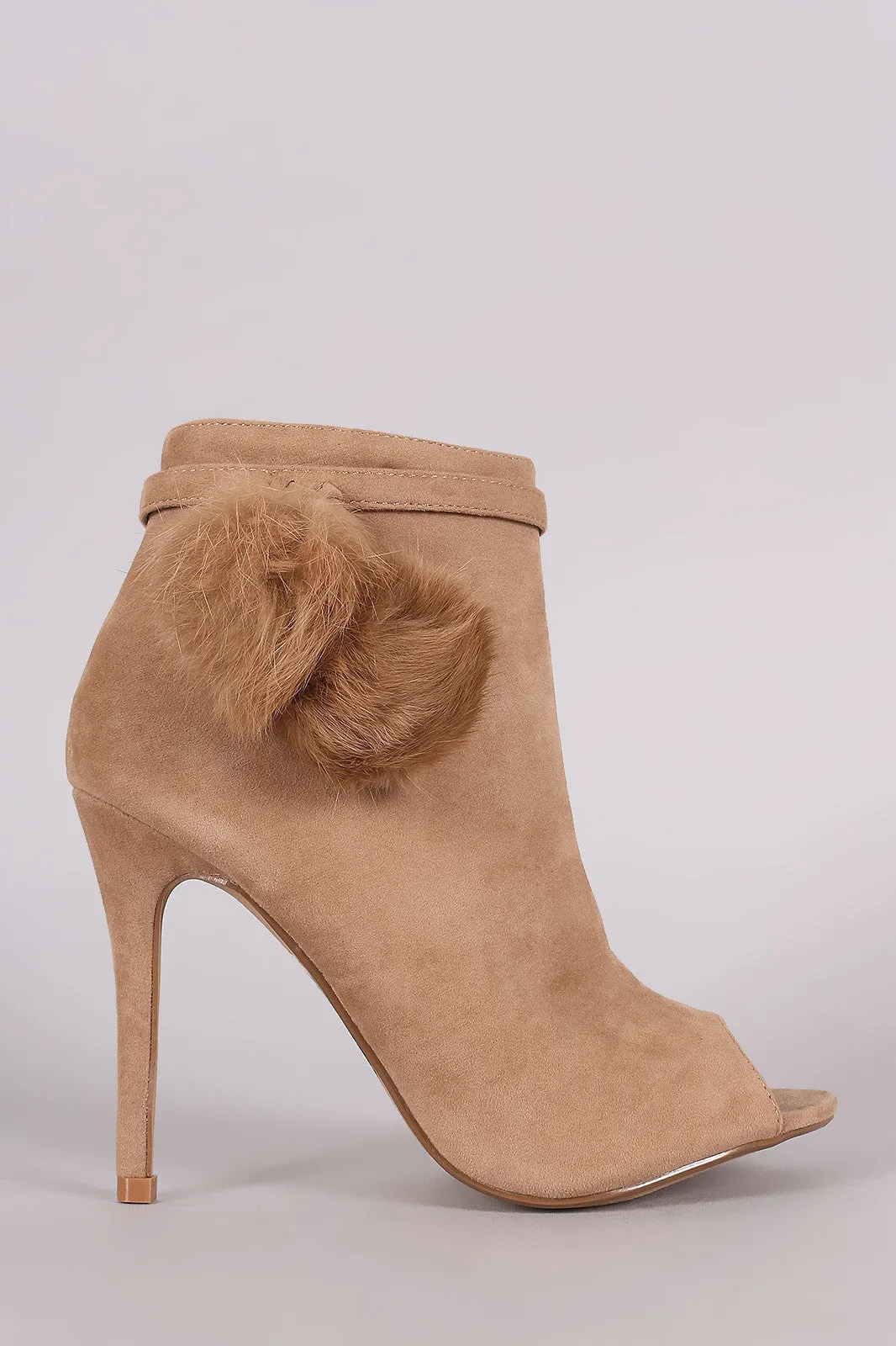 Rosey - Suede Pompom Stiletto Ankle Boots