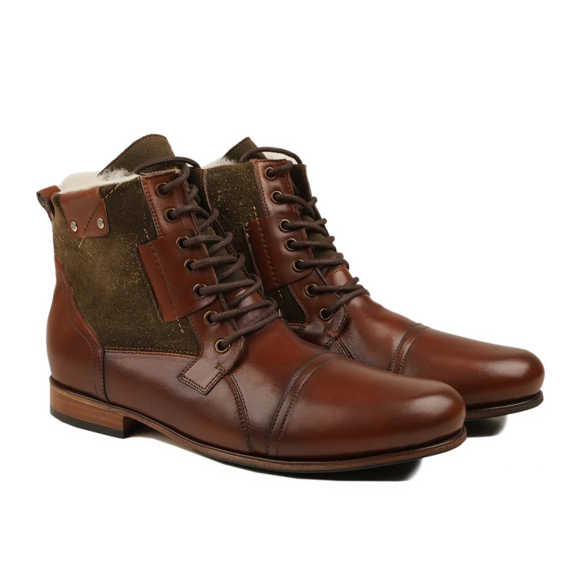 Samothrace - Men's Brown Calf Leather and Brown Kid Suede Boot