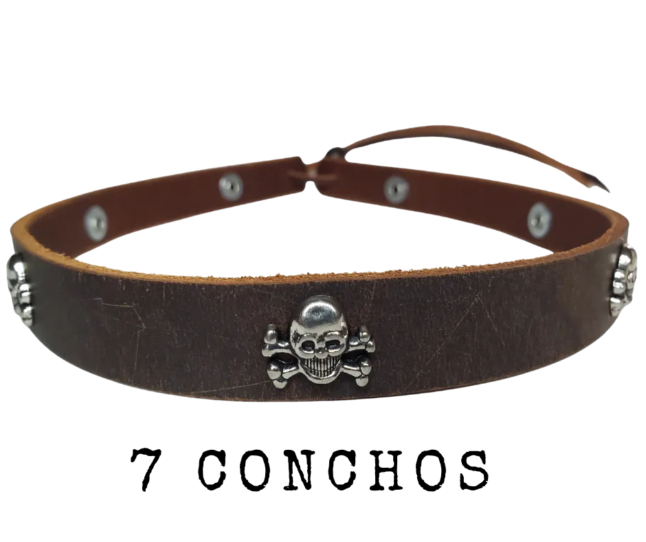 Skulls Leather Hatband