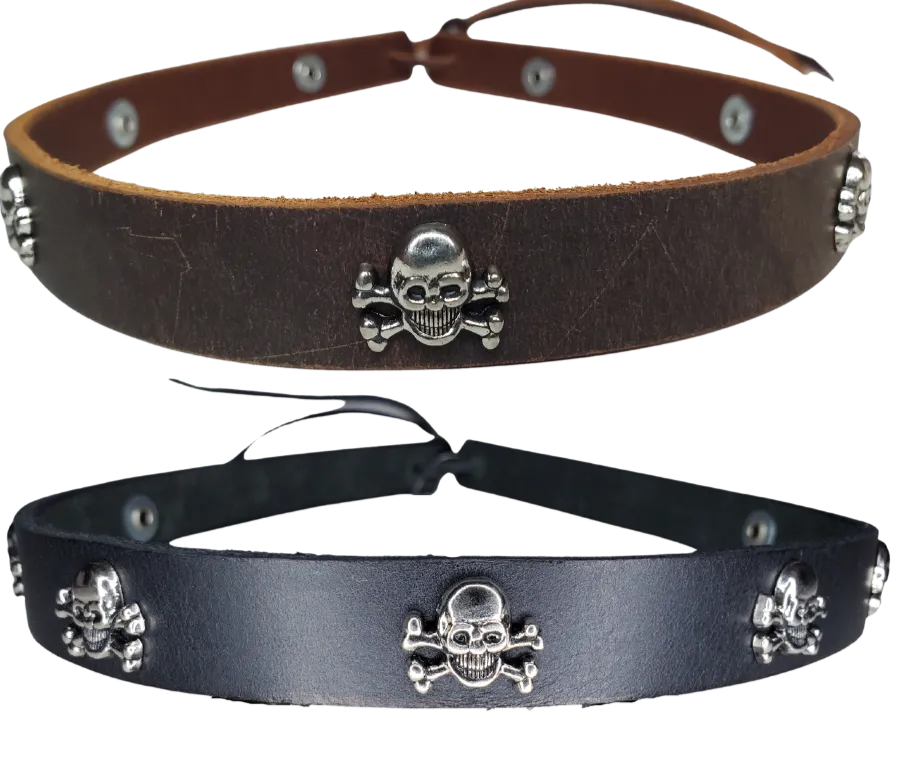 Skulls Leather Hatband