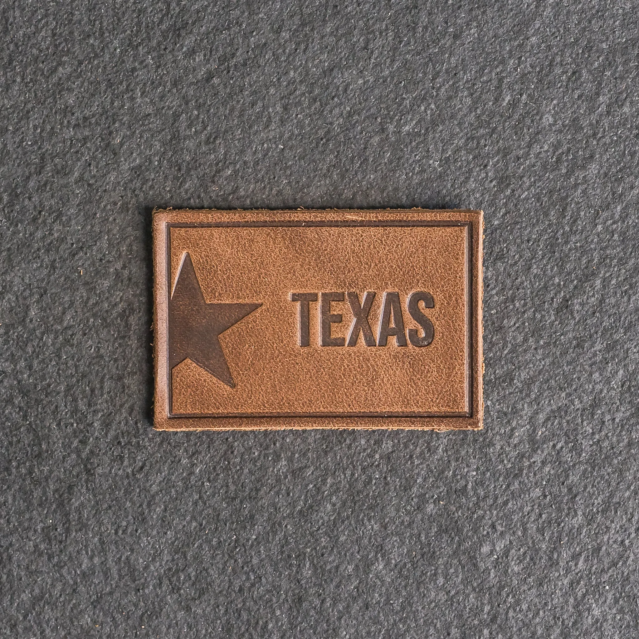 Texas License Plate Leather Patches with optional Velcro added