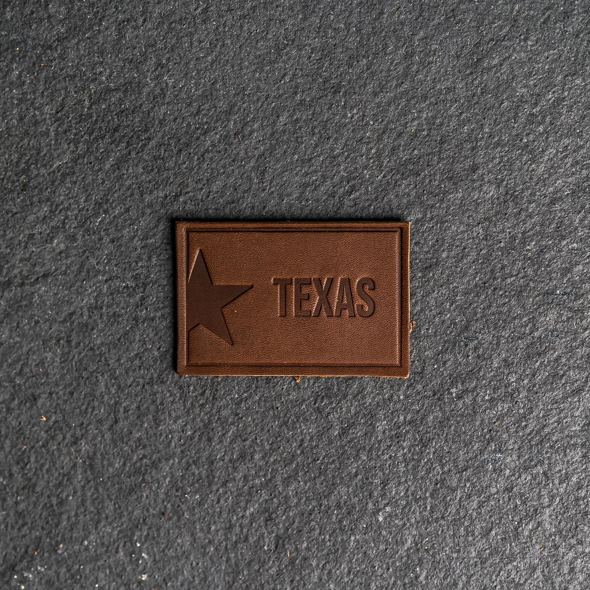 Texas License Plate Leather Patches with optional Velcro added