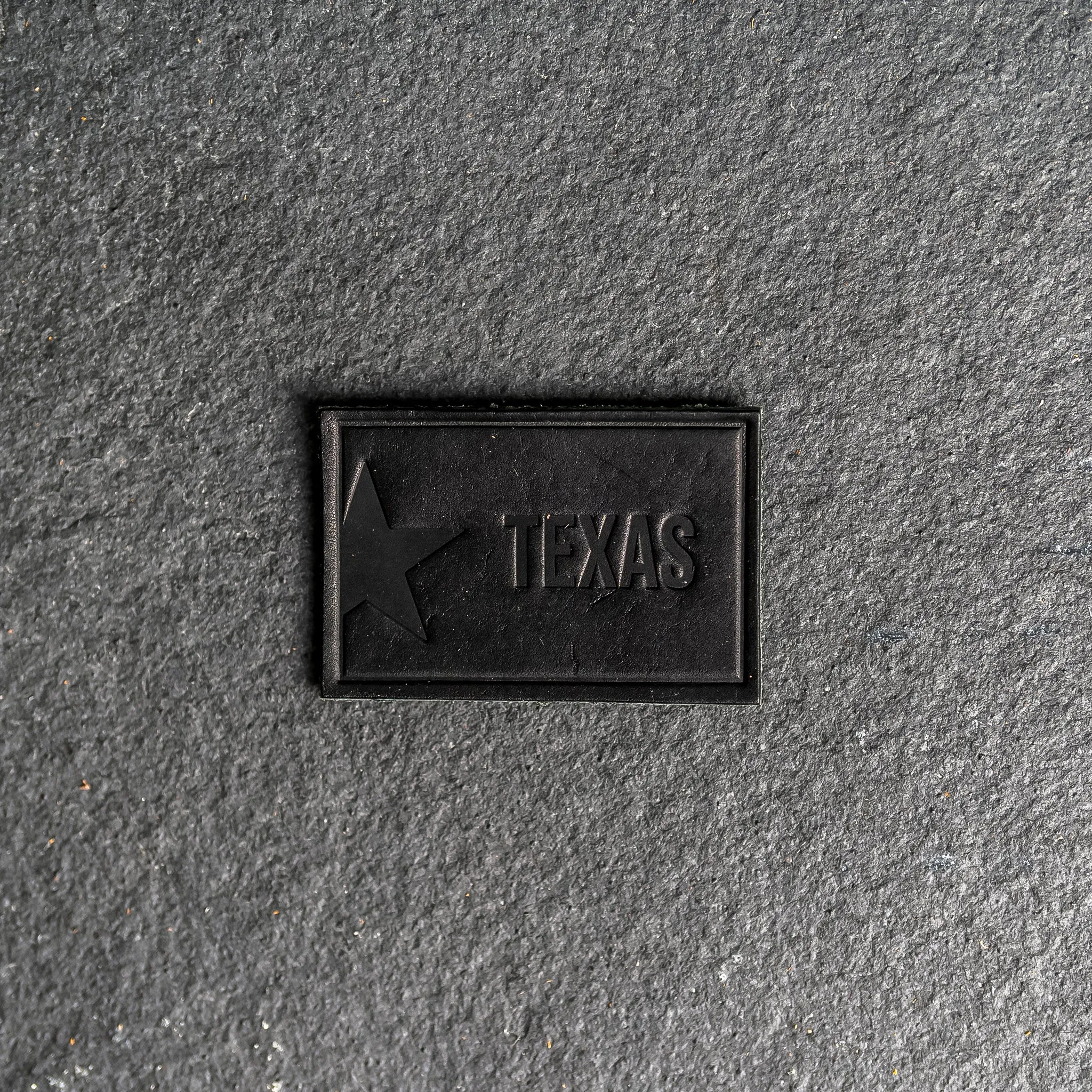 Texas License Plate Leather Patches with optional Velcro added