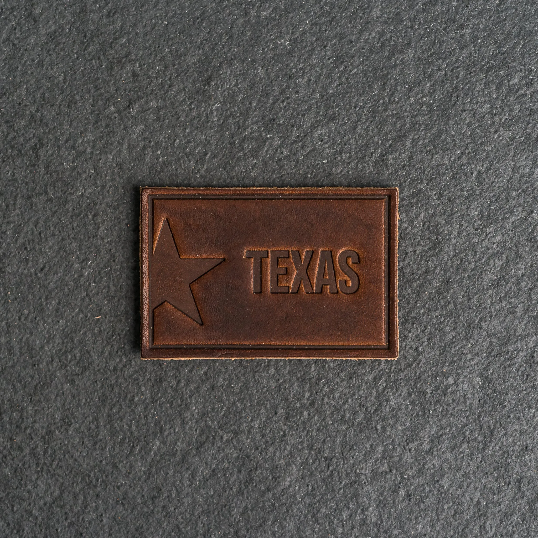 Texas License Plate Leather Patches with optional Velcro added