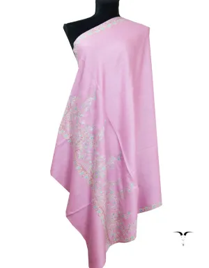 violet embroidery Pashmina shawl 8642