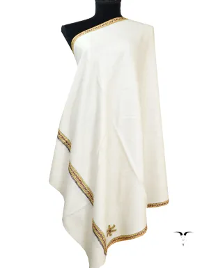 white tilla embroidery pashmina shawl 8432