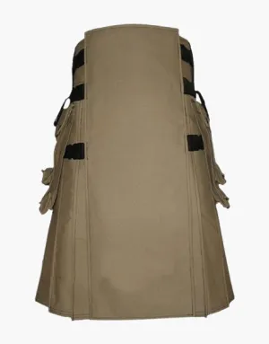 WITH DETACHABLE APRON, MODERN KHAKI UTILITY KILT