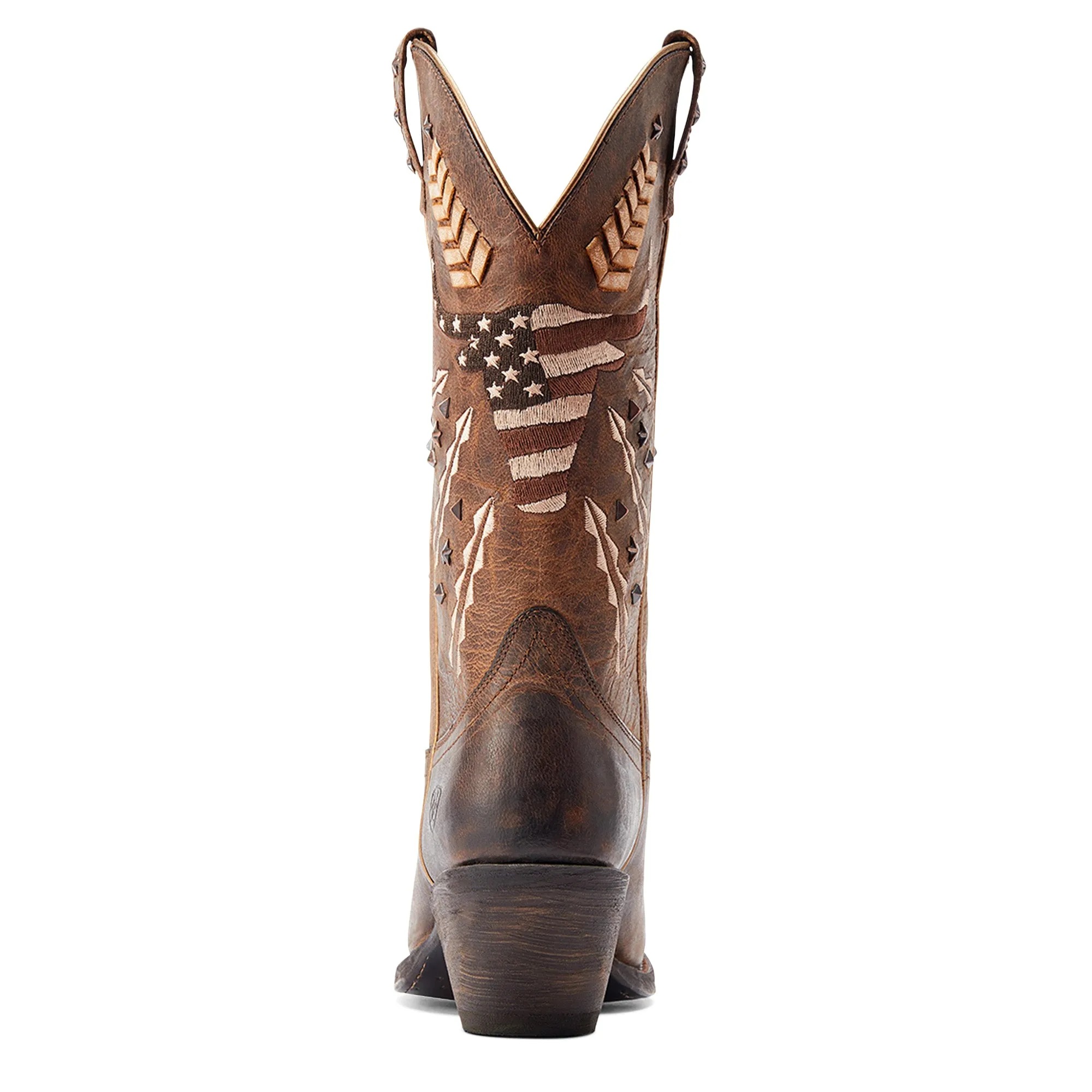 Women's Tan Circuit Fancy Embroidered Americana Blunt Toe Western Boots